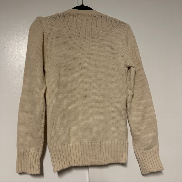 Aran islands knitwear Ireland sweater cream pure new wool V-neck Size XS - Picture 7 of 7